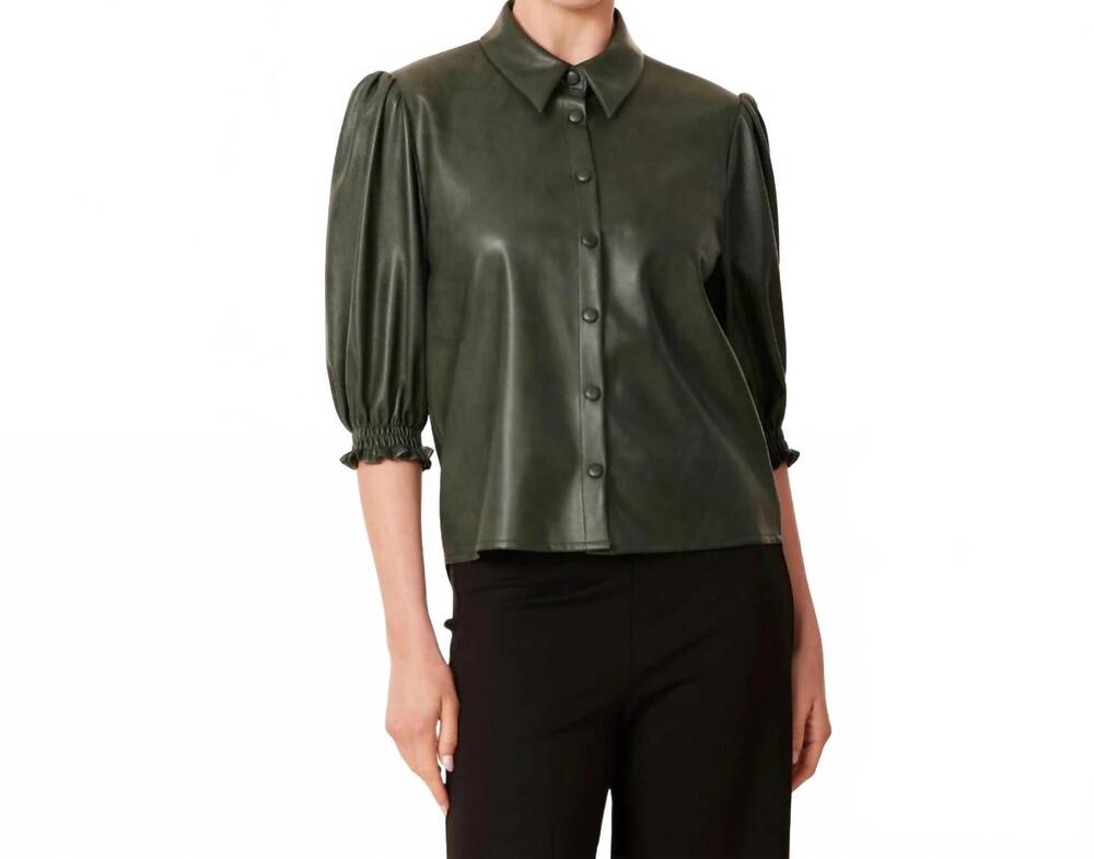 NEW DOLCE CABO faux leather elastic cuff top in green